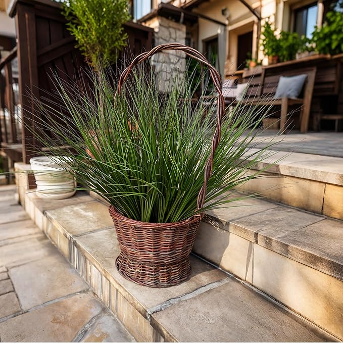 8PCS 17.3" Fake Plants Artificial Wheat Grass Greenery Plastic Plants Fake Grass Artificial Plants for Outdoor Decor Artificial Flower with Greenery Stems for Indoor Home Decoration