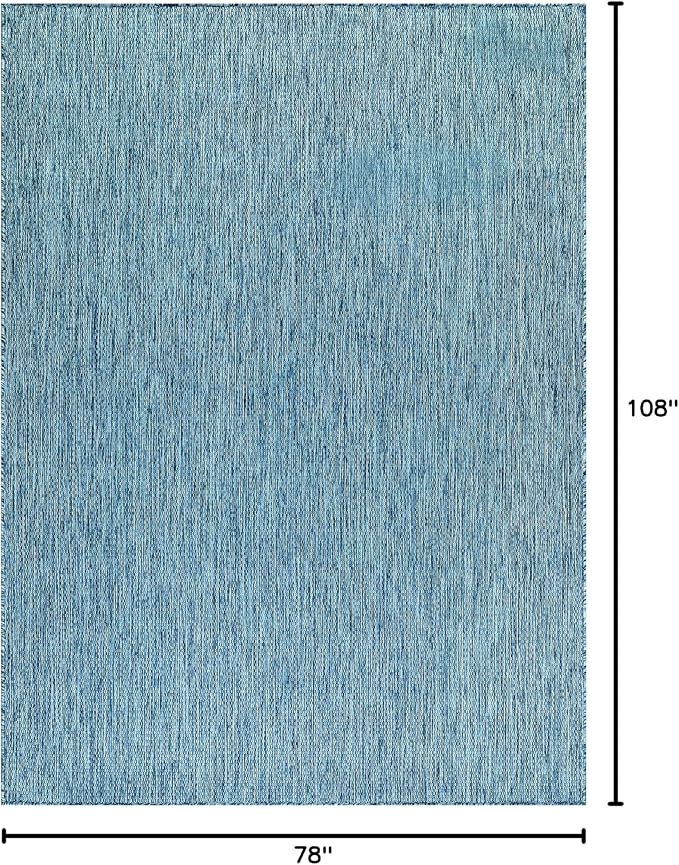 Washable Indoor Outdoor Rug Weather Resistant Carpet Modern Solid for Porch Deck Balcony Backyard Patio Rug 6x9 Aqua Blue