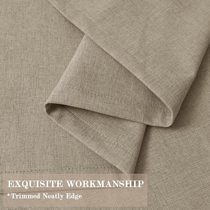 Light Khaki Pinch Pleat 100% Blackout Drapes Linen Blend, Room Divider, Room Darkening, Energy Saving, Furniture Protecting, Light Blocking Extra Wide Privacy Curtains, 240Wx84L, 1 PC