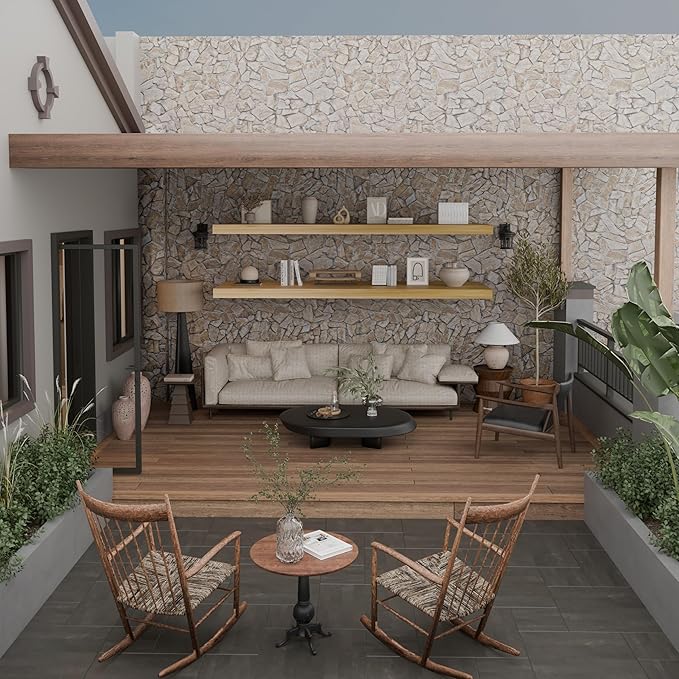 IAE Floating Wall Shelves 72 inch,Bathroom Shelves Wall Mounted,Invisible Shelves Floating Kitchen Shelves,Wooden Wall Shelves with Brackets for Living Room Wall Mounted,Easy Install,Set of 2,Natural