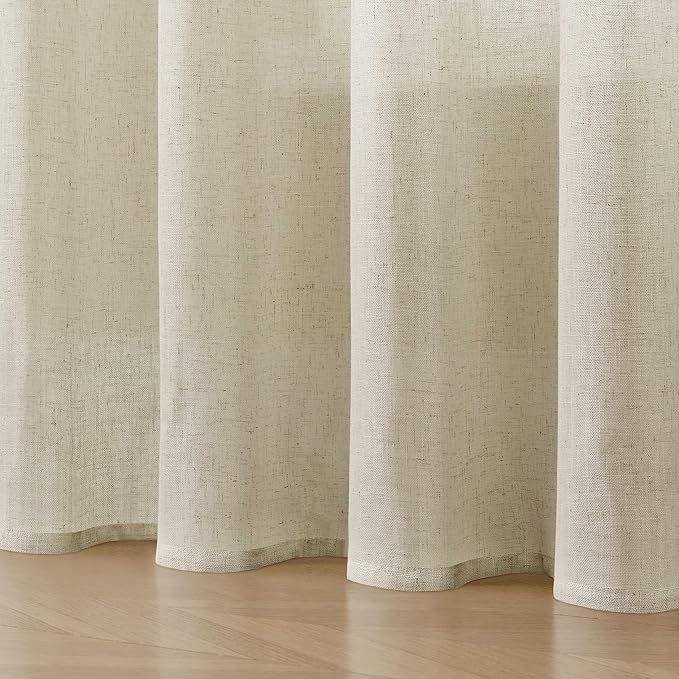 Joydeco Linen Curtains 90 Inch Length 2 Panel Sets,Light Filtering Curtains for Bedroom 100 Inch Wide Living Room Drapes with Back Tabs & Rod Pockets (W100 x L90 Inch, Beige)