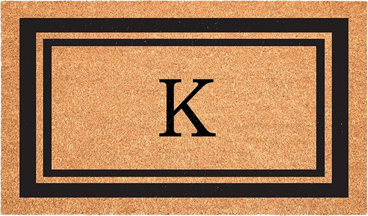 Calloway Mills 152962448 Black Border 24" x 48" Monogram Doormat (Letter K)