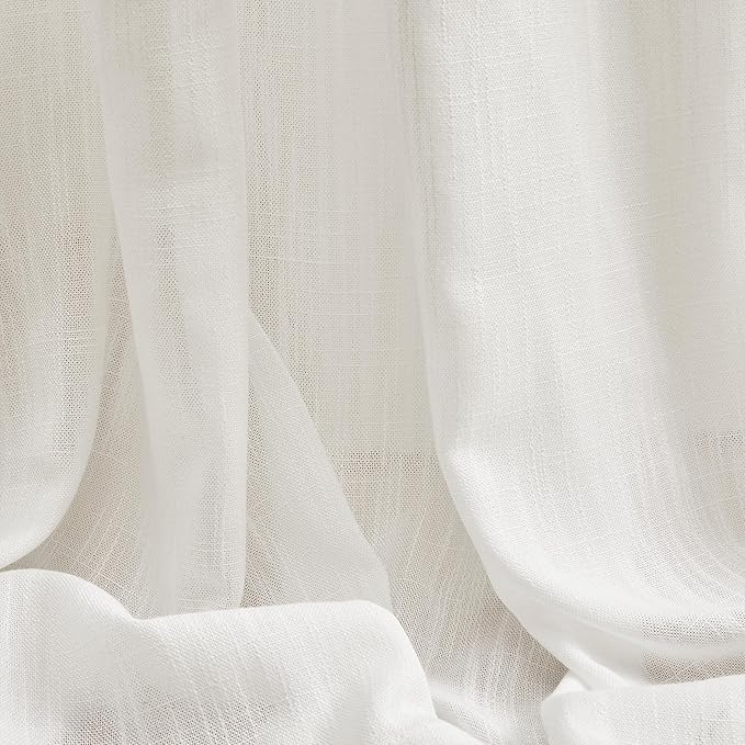 MYSKY HOME Short Curtains for Small Kitchen Windows 45 inches Length, Linen Look Curtain Drapes Cotton Polyester Blend, Soft Fabric Light Filtering Privacy Protect, 50 x 45 inches, Natural, 2 PCs