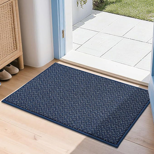 COSY HOMEER-Door-Mat 20" x 32" Non Slip Absorbent Entryway Rugs Dirt Trapper Doormats Washable Entrance Mats Low Pile Welcome Floor Mat for Front Back Door and Entry Mats,Navy Blue