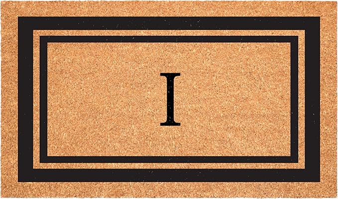 Calloway Mills 152962436I Black Border 24" x 36" Monogram Doormat, (Letter I)