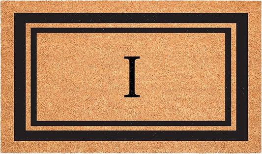 Calloway Mills 152962436I Black Border 24" x 36" Monogram Doormat, (Letter I)