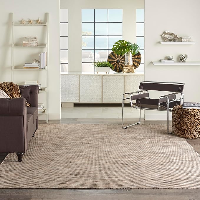 Nourison Positano Indoor-Outdoor Beige 9' x 12' Area Rug, Easy Cleaning, Non Shedding, Bed Room, Living Room, Dining Room, Backyard, Deck, Patio (9x12)