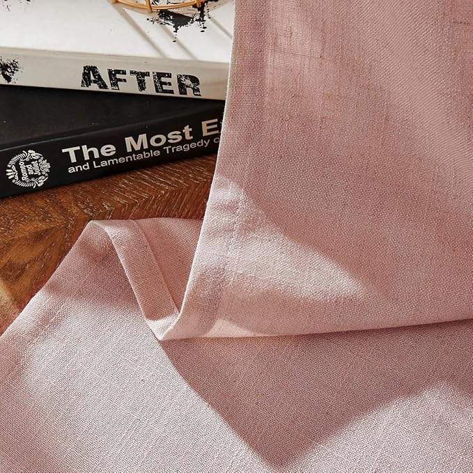 Joydeco Linen Curtains for Living Room,Light Filtering Rod Pocket Back Tab Semi Sheer Drapes Window Long Curtains 108 inches Long Sheer Bliss