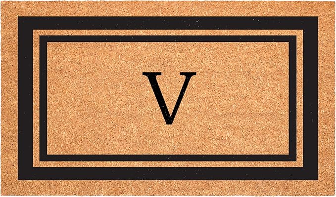 Calloway Mills 152962436V Black Border 24" x 36" Monogram Doormat, (Letter V)