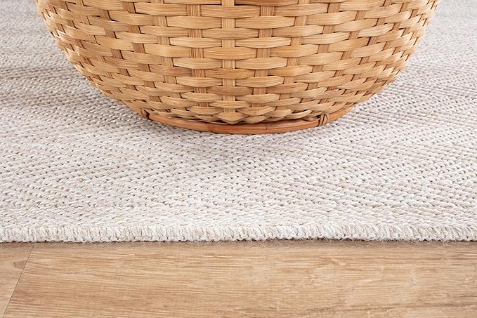 CAMILSON Easy Jute Rug 6x9, Indoor Outdoor Off-White Color Fiber Area Rugs for Living Room Patio and Bedroom Rug Herringbone Seagrass Woven Design Easy-Cleaning, Washable Outside Carpet Alfombras 6x9