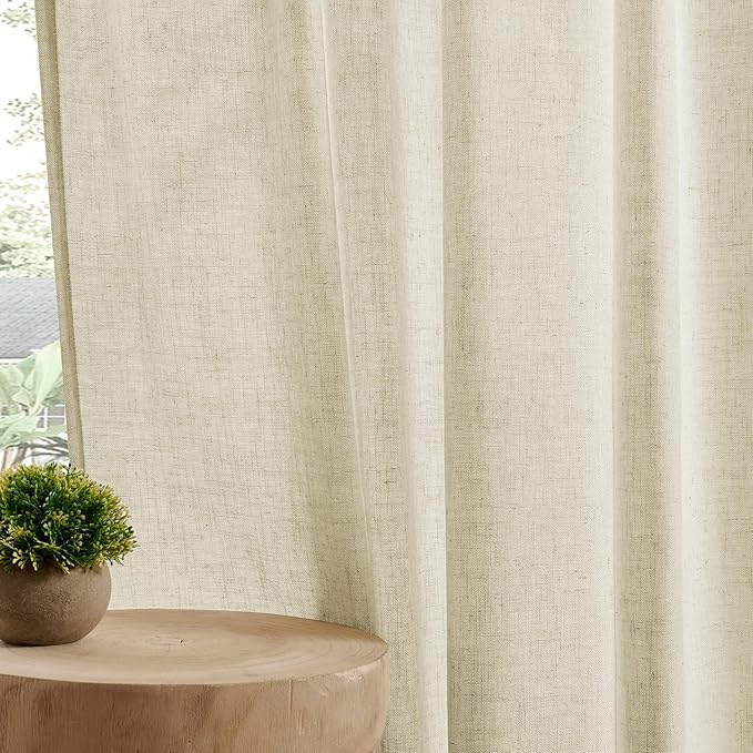 Joydeco Linen Curtains 84 Inch Length 2 Panel Sets,Light Filtering Curtains for Bedroom 37 Inch Wide Living Room Drapes with Back Tabs & Rod Pockets (W37 x L84 Inch, Linen)
