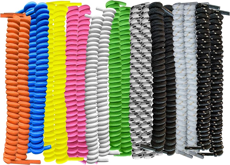 FOOTMATTERS Curly No Tie Shoe Laces - Elastic Spring Laces
