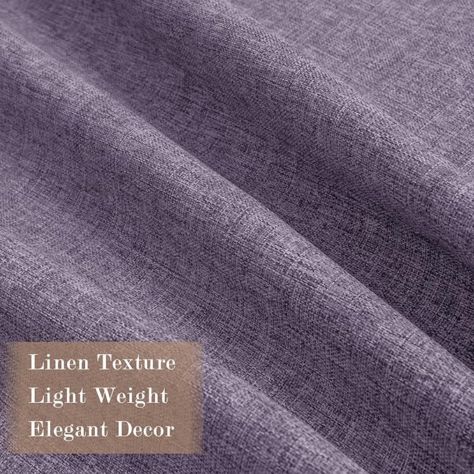 Extra Wide 100% Blackout Linen Textured Curtains - Room Dividers, W200 x L84 (1 Panel), Pinch Pleat Drapes for Living Room, Full Light Block Out Drapery for Sliding Door, Violet