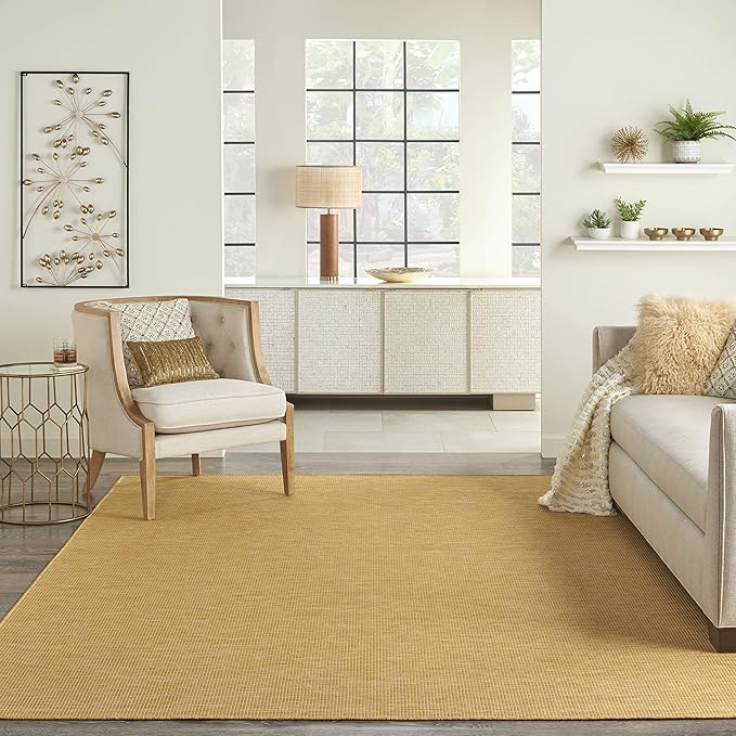 Nourison Positano Indoor-Outdoor Yellow 8' x 10' Area Rug, Easy Cleaning, Non Shedding, Bed Room, Living Room, Dining Room, Backyard, Deck, Patio (8x10)