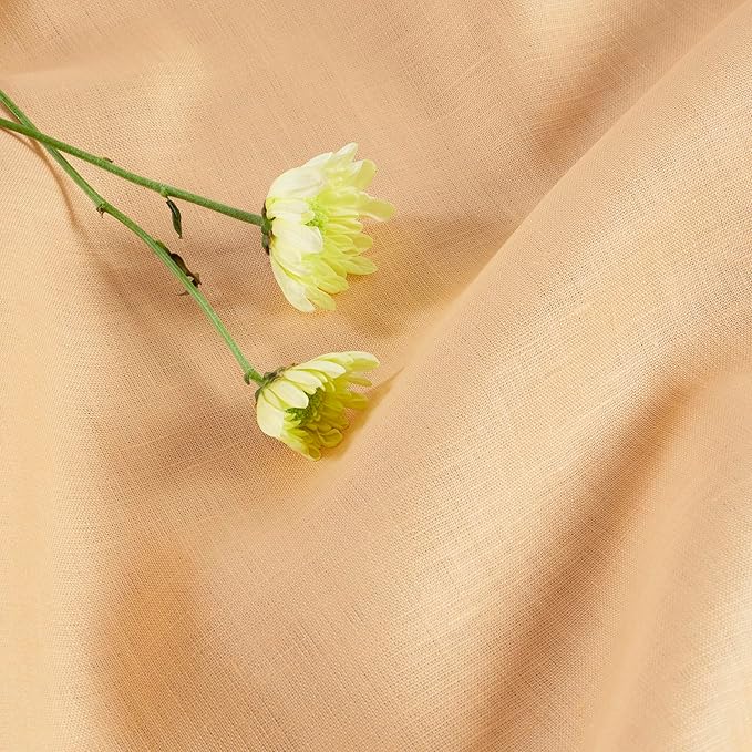 Solino Home Linen Peach Table Runner 60 Inches - 100% Pure Linen Short Table Runner 14 x 60 Inch Ideal for Dresser and Coffee Tables - Fete