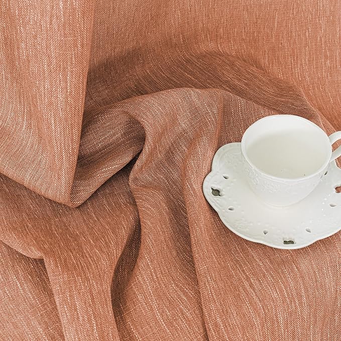 MYSKY HOME Burnt Orange Curtains for Bedroom 84 Inch Length, Living Room Curtains & Drapes Boho Semi Sheer Light Filtering for Sliding Glass Door Windows Soft Elegant, 50" x 84", Orange, 2 Panels