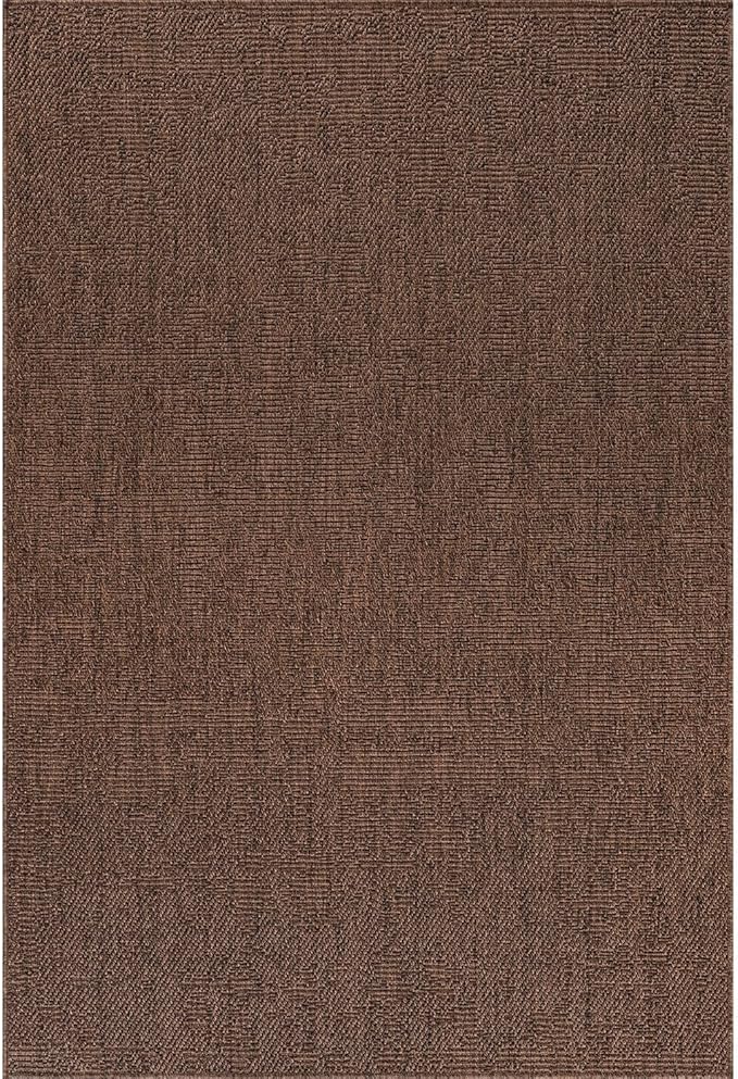 CAMILSON Easy Jute Rug 6x9, Indoor Outdoor Brown Color Fiber Area Rugs for Living Room Patio and Kitchen Rug, Solid Boho Woven Design, Easy-Cleaning, Washable Outside Carpet Alfombras (6 x 9)