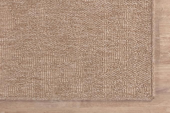 CAMILSON Easy Jute Rug 6x9, Indoor Outdoor Natural Color Fiber Area Rugs for Living Room Patio and Kitchen Rug, Solid Boho Woven Design, Easy-Cleaning, Washable Outside Carpet Alfombras (6 x 9)