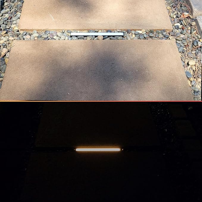 LUMENGY Paver Light Slim 0.5x8 Inch (0.55 x 7.87 inches) 2700K Warm White Glare-Free Steel Brick Lighting for Pavers, Walls, Driveway & Pathway Borders, Waterproof, Drive-Over Rated - 12V AC/DC