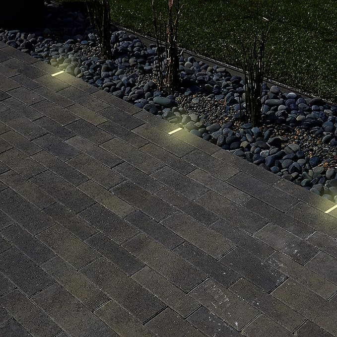 LUMENGY Paver Light Slim 0.5x6 Inch Glare-Free Steel Brick Lighting for Pavers, Walls, Driveway & Pathway Borders 2700K Warm White, Waterproof, Drive-Over Rated - 12V AC/DC