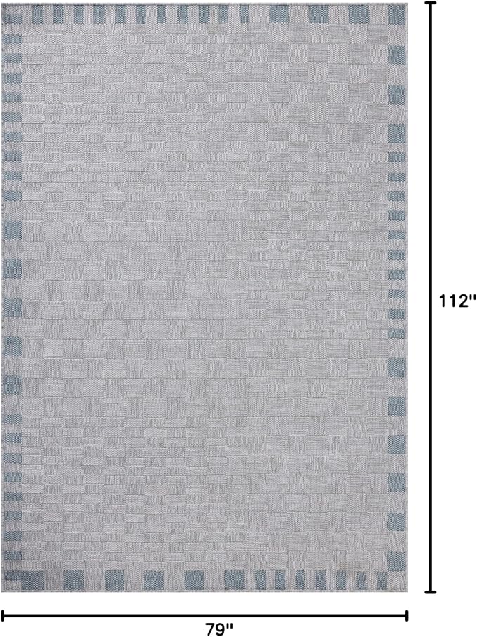 Loloi Amber Lewis Topanga Collection TOP-07 Silver/Blue 6'-7" x 9'-4" Indoor/Outdoor Area Rug