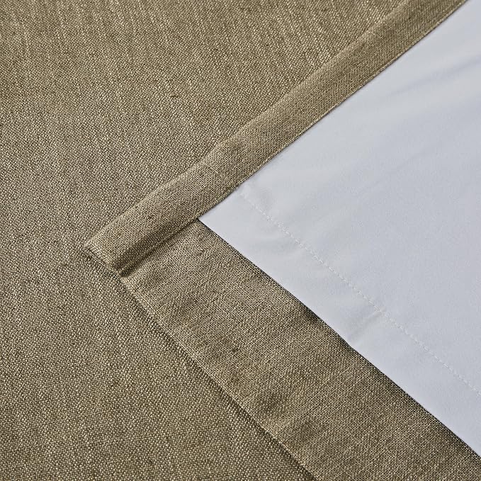 Vision Home Brown Pinch Pleated Full Blackout Curtains Linen Blended 60" Wide Thermal Insulated Window Panels 102 inch for Bedroom Living Room Darkening Pleat Drapes with Hooks Back Tab 60" Wx102 Lx1