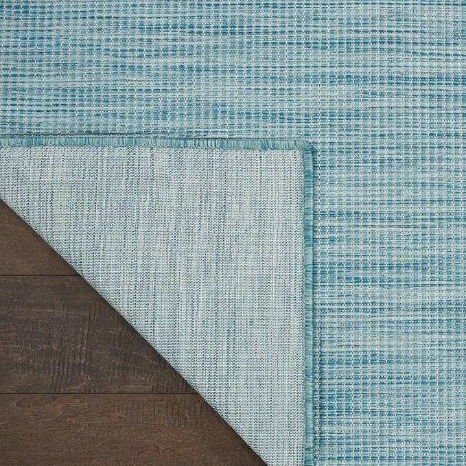 Nourison Positano Indoor-Outdoor Aqua 9' x 12' Area Rug, Easy Cleaning, Non Shedding, Bed Room, Living Room, Dining Room, Backyard, Deck, Patio (9x12)