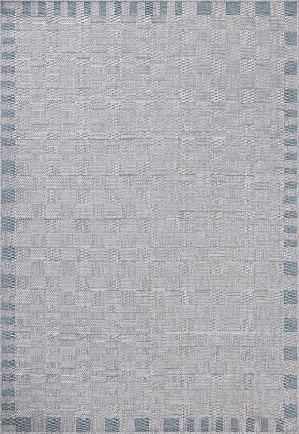 Loloi Amber Lewis Topanga Collection TOP-07 Silver/Blue 5'-3" x 7'-6" Indoor/Outdoor Area Rug