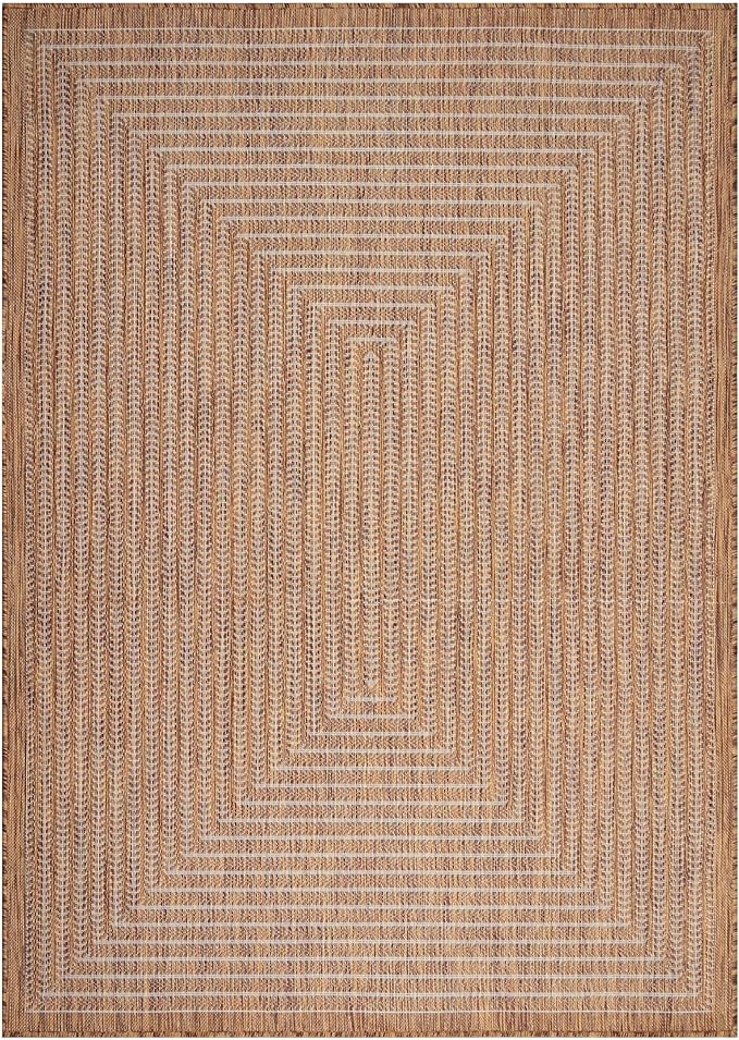 Adiva Rugs Outdoor Indoor Area Rug, Weather Resistant, Easy to Clean, Stain Resistant Floor Mat for Dining Room, Backyard, Deck, Patio (Wooden, 2'6" x 7')