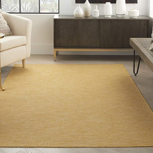 Nourison Positano Indoor/Outdoor Yellow 3' x 5' Area Rug, Easy Cleaning, Non Shedding, Bed Room, Living Room, Dining Room, Backyard, Deck, Patio (3x5)
