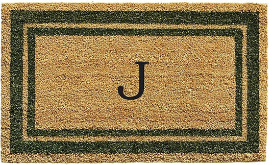 Calloway Mills 153042436J Sage Green Border 24" x 36" Monogram Doormat, (Letter J)