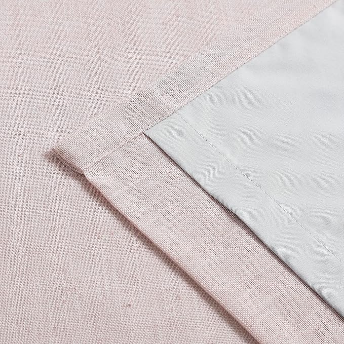 Vision Home Soft Pink Pinch Pleated Full Blackout Curtains Linen Blended Room Darkening Window Panels 90 inch for Living Room Bedroom Thermal Insulated Pinch Pleat Drapes with Hooks 60" Wx90 Lx1
