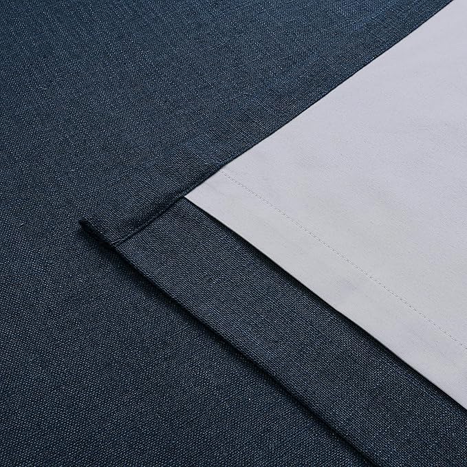 Vision Home Navy Blue Pinch Pleated Full Blackout Curtains Linen Blended Room Darkening Curtain Panels 120 inch for Living Room Bedroom Thermal Insulated Pinch Pleat Drapes with Hooks 40" Wx120 Lx2