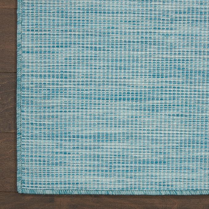 Nourison Positano Indoor-Outdoor Aqua 9' x 12' Area Rug, Easy Cleaning, Non Shedding, Bed Room, Living Room, Dining Room, Backyard, Deck, Patio (9x12)