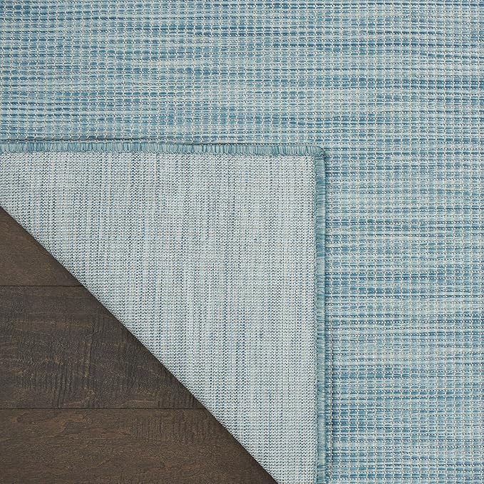 Nourison Positano Indoor-Outdoor Aqua 4' x 6' Area Rug, Easy Cleaning, Non Shedding, Bed Room, Living Room, Dining Room, Backyard, Deck, Patio (4x6)