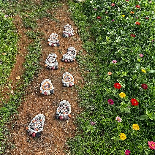 Outdooor Stepping Stones - Decorative Garden Stones for Patio, Deck, Garden or Sidewalk Faux Cobblestone Stepping Stones (Set of 2#B Small Size