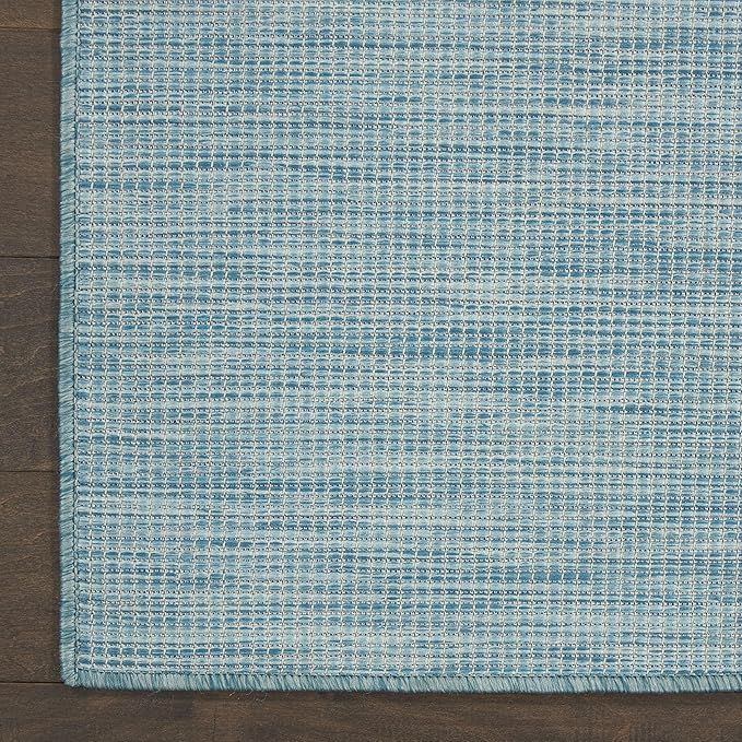 Nourison Home Positano Indoor/Outdoor Aqua 2'2" x 12' Area Rug, Easy Cleaning, Non Shedding, Bed Room, Living Room, Dining Room, Backyard, Deck, Patio (2x12)