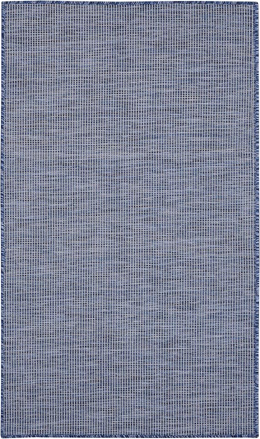 Nourison Positano Indoor/Outdoor Navy Blue 3' x 5' Area Rug, Easy Cleaning, Non Shedding, Bed Room, Living Room, Dining Room, Backyard, Deck, Patio (3x5)