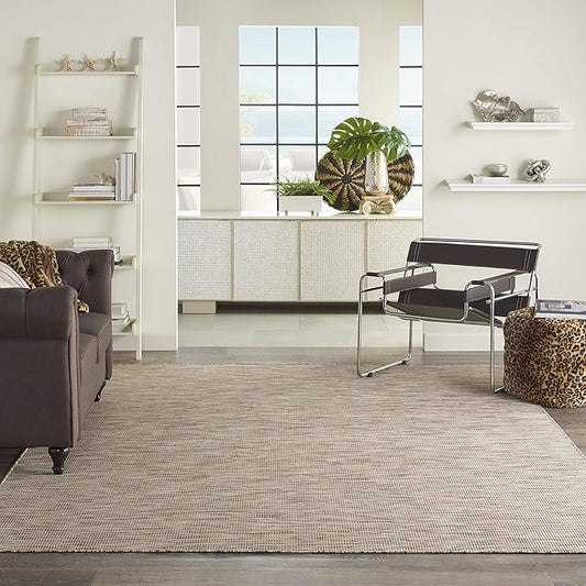 Nourison Positano Indoor-Outdoor Beige 4' x 6' Area Rug, Easy Cleaning, Non Shedding, Bed Room, Living Room, Dining Room, Backyard, Deck, Patio (4x6)