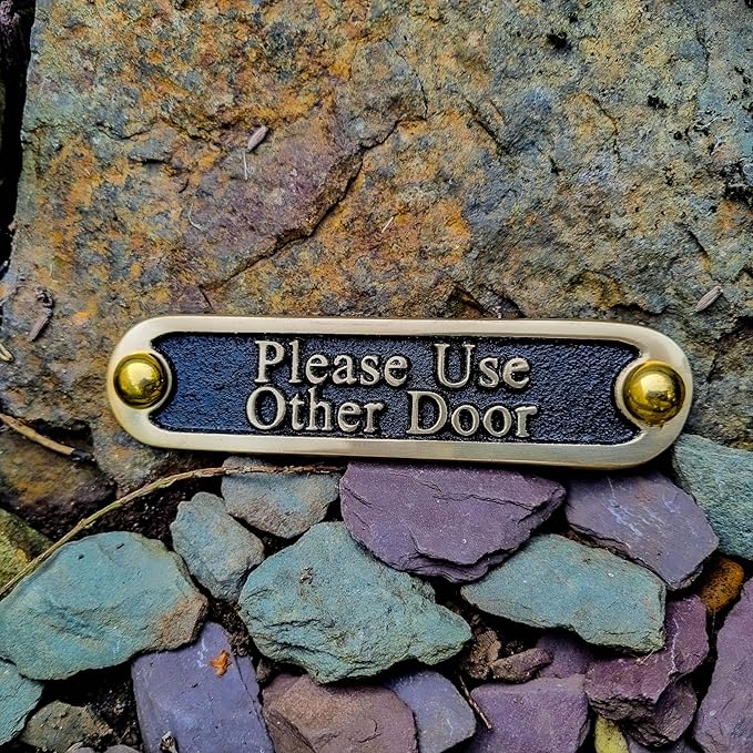 Please Use Other Door Brass Door Sign. Traditional Style Home Décor Wall Plaque Handmade By The Metal Foundry UK.