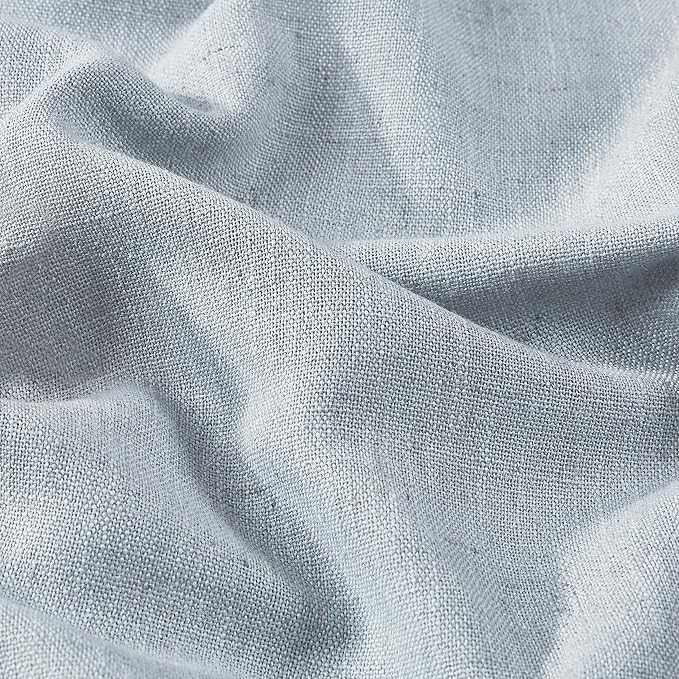 Vision Home Blue Fog Pinch Pleated Full Blackout Curtains Linen Blended Room Darkening Window Curtains 120 inch for Living Room Bedroom Thermal Insulated Pinch Pleat Drapes with Hooks 60" Wx120 Lx1