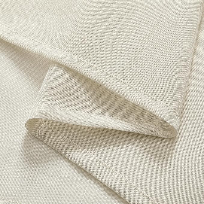 Joydeco Sheer Linen Curtains for Living Room, White Curtains 90 Inches Long 2 Panels Set, Rod Pocket Back Tab Window Privacy Assured with Light Filtering(W52 x L90 Inch,Linen)