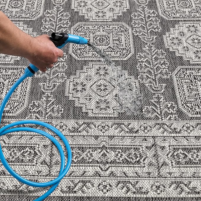 Keen Home Design Terrace Outdoor Round Rug - 5ft Round Washable Indoor/Outdoor Rug for Patio, Kitchen, Balcony, Beach, Garden, Deck and Porch, Size: 5'3" Round