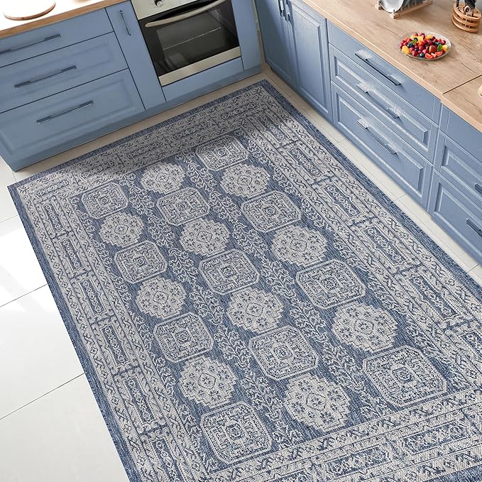 Keen Home Design Terrace Outdoor Area Rug - 4x6 Washable Indoor/Outdoor Rug for Patio, Kitchen, Balcony, Beach, Garden, Deck and Porch, Size: 3'10"x5'7"