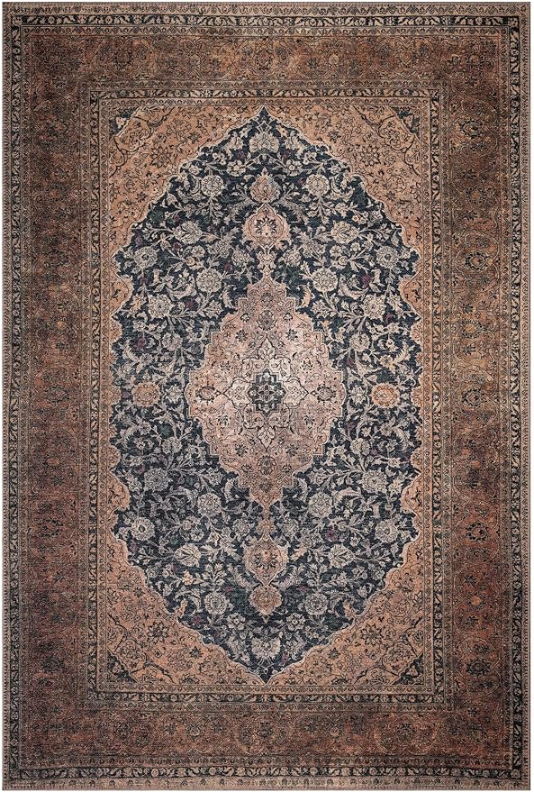Keen Home Design 6x9 Rug - Machine Washable Area Rug with Non-Slip Backing, Ideal for Living Room, Dining Room, Bedroom - Vintage, Easy Clean, Durable, Low Pile Rug - (6' x 9')