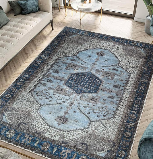 Keen Home Design 3x5 Rug - Machine Washable Entry Rug with Non-Slip Backing, Ideal for Enteryway, Kitchen, Bathroom, Laundry Room - Vintage, Easy Clean, Durable, Low Pile Rug - (3' x 5')