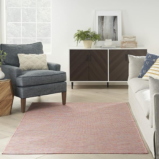 Nourison Home Positano Indoor/Outdoor Rainbow 8' x Round Area Rug, Easy Cleaning, Non Shedding, Bed Room, Living Room, Dining Room, Backyard, Deck, Patio (8 Round)