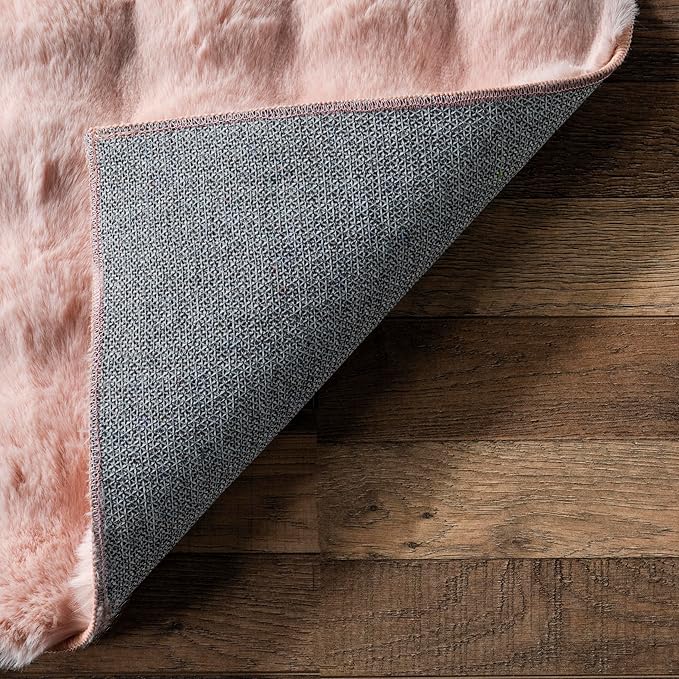 nuLOOM 5' x 8' Cozy Plush Area Rug, Machine Washable, Non-Slip, Soft Fluffy Shag Carpet for Living Room Bedroom Kids Room Nursery Home Decor, Jeni Blush