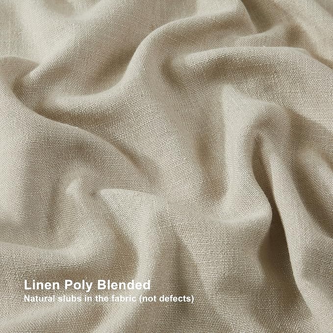 Vision Home Sand Pinch Pleated Full Blackout Curtains Linen Blended Room Darkening Window Curtains 120 inch for Living Room Bedroom Thermal Insulated Pinch Pleat Drapes with Hooks 60" Wx120 Lx1