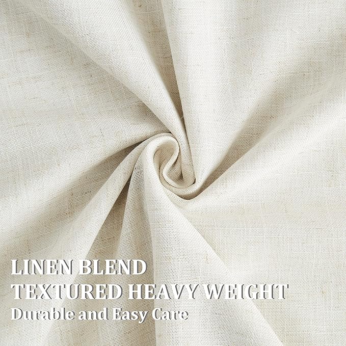 Vision Home Natural Pinch Pleated Full Blackout Curtains Linen Blended Room Darkening Window Curtains 120 inch for Living Room Bedroom Thermal Insulated Pinch Pleat Drapes with Hooks 60" Wx120 Lx1